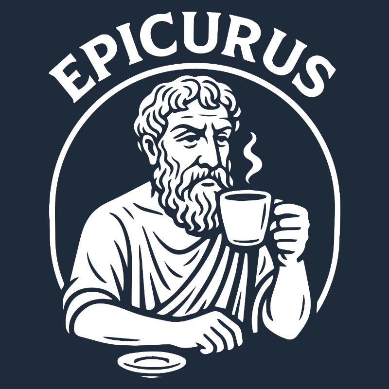 Epicurus Coffee Cup Philosophy Tee
