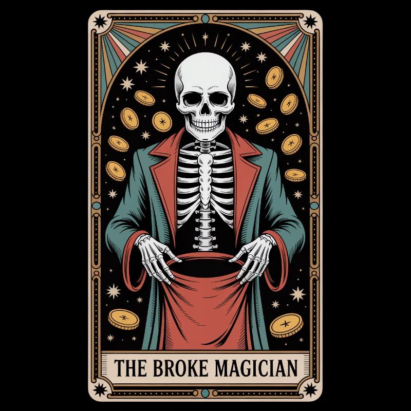 The Broke Magician Skeleton Wizard Tarot