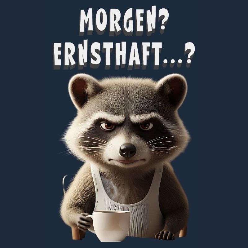 Mürrischer Waschbär Mit Kaffee Spruch Morgenmuffel
