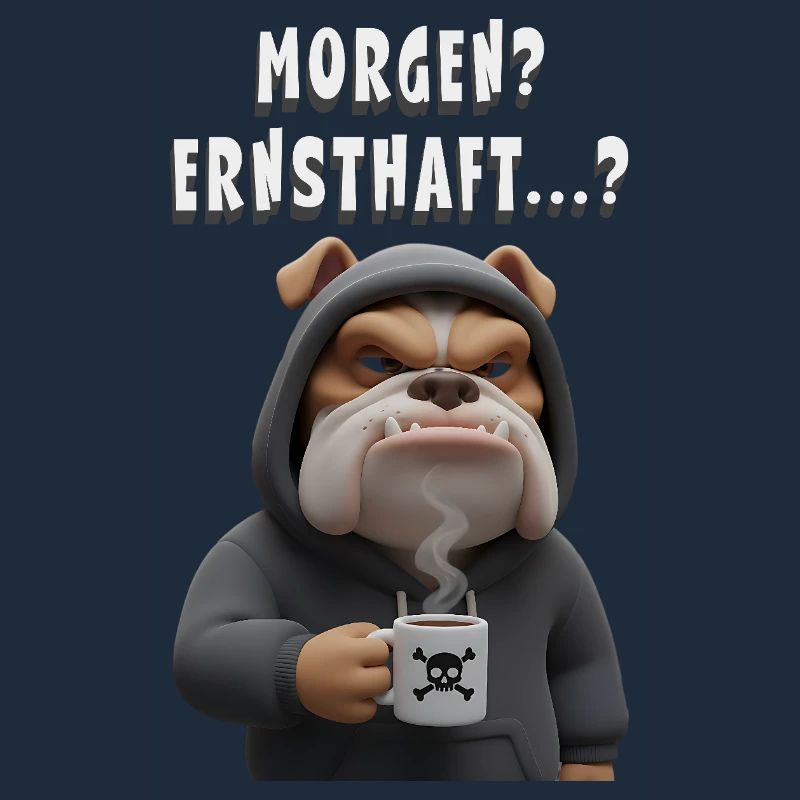 Grumpy Bulldog with Coffee Saying