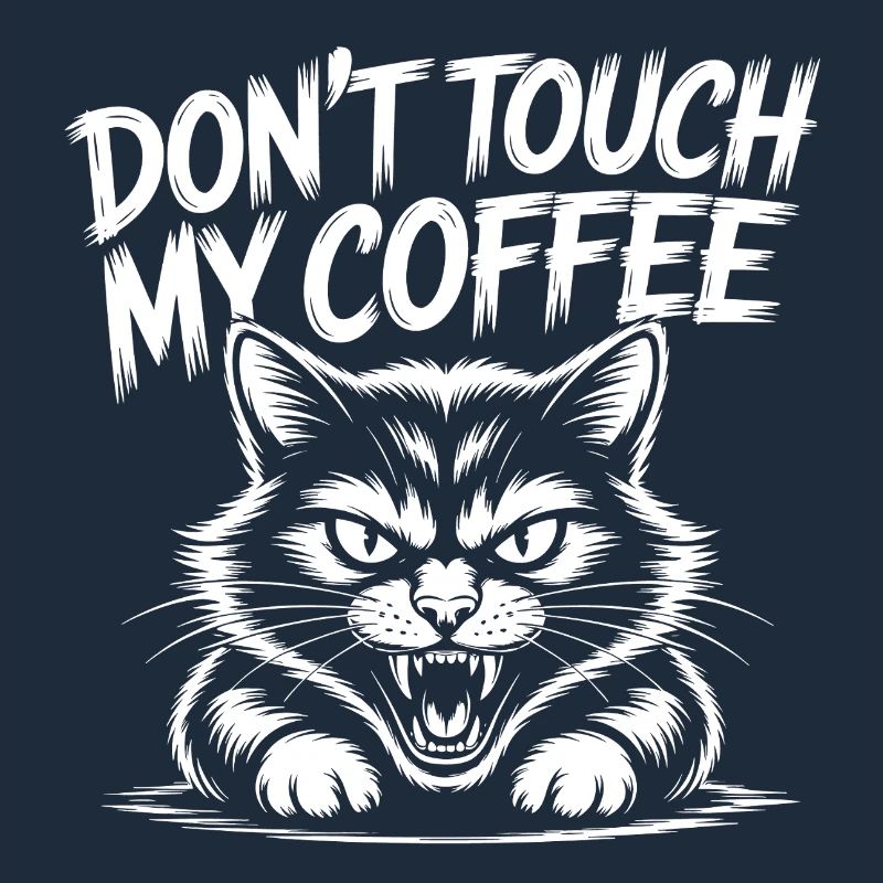 Coffee warning with angry cat