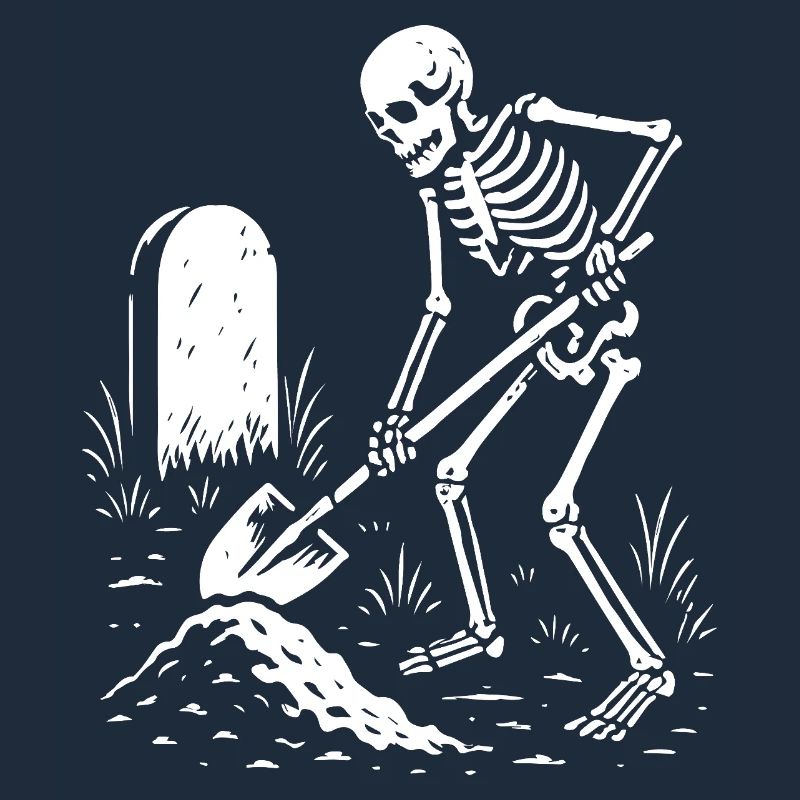 Skeleton Digging in Graveyard
