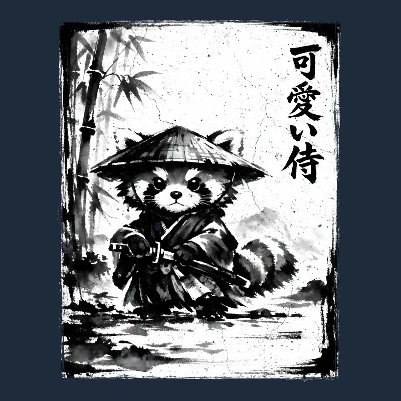 Dessin à l’encre de samouraï Red Panda Sumi-e