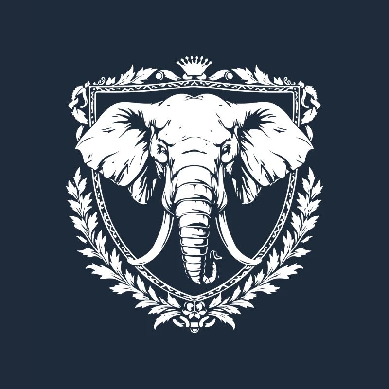 Elephant in a laurel frame