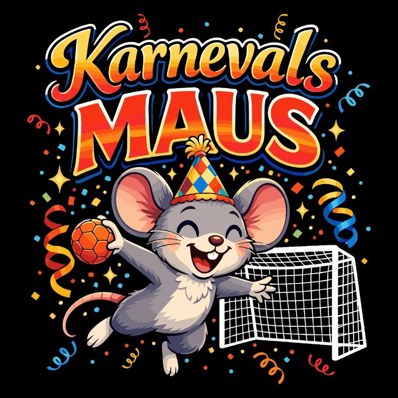 Karnevalsmaus Handball Geschenk Lustig Fasching