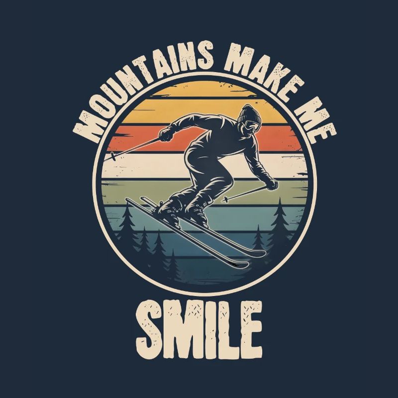 Mountains Make Me Smile Retro Skiing