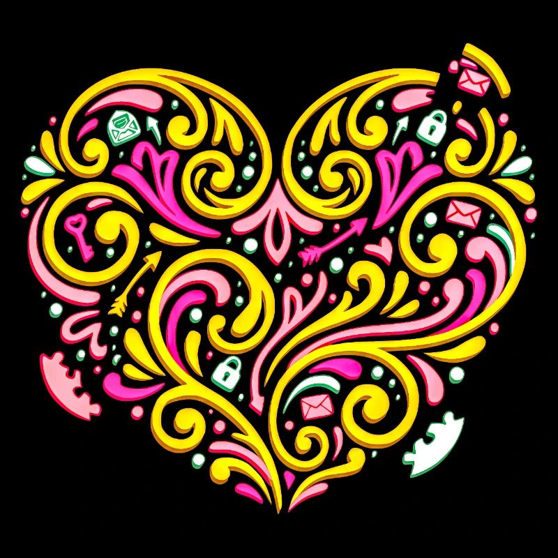 Verschnörkeltes Herz voller Liebe & Romantik