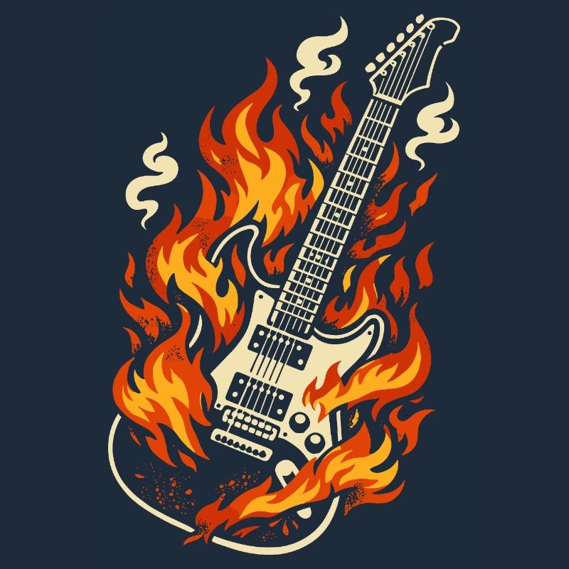E-Gitarre Brennend Rock Geschenk
