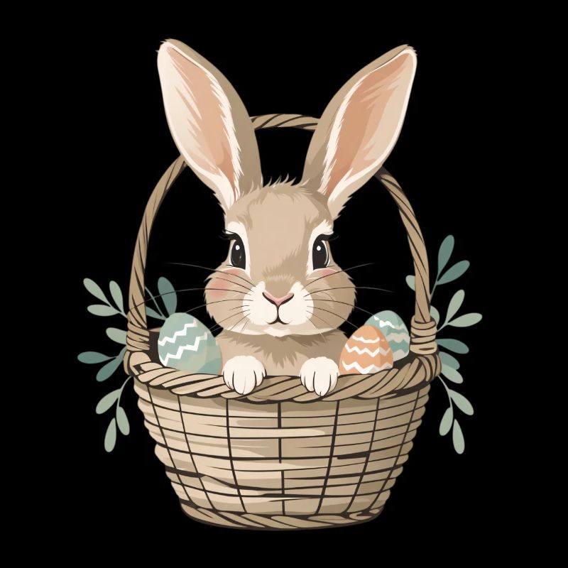 Fröhlicher Osterhase im Korb