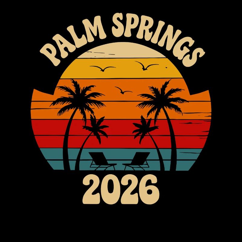 Palm Springs 2026 Retro Sunset Palm Trees