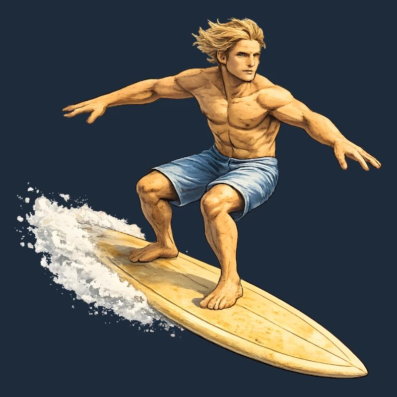 Surfer on wave in summer