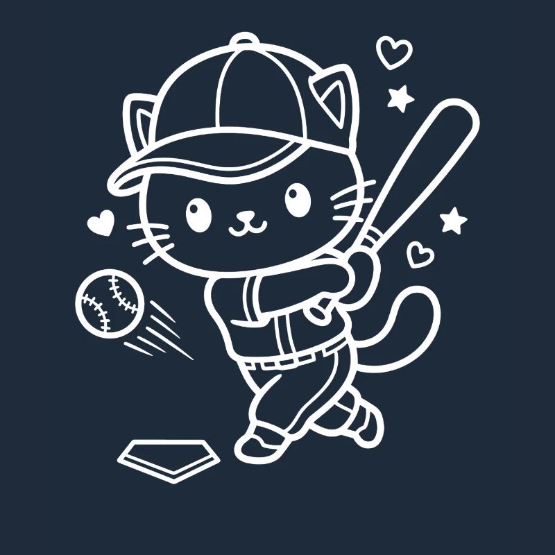 Kawaii Cat Baseball Player