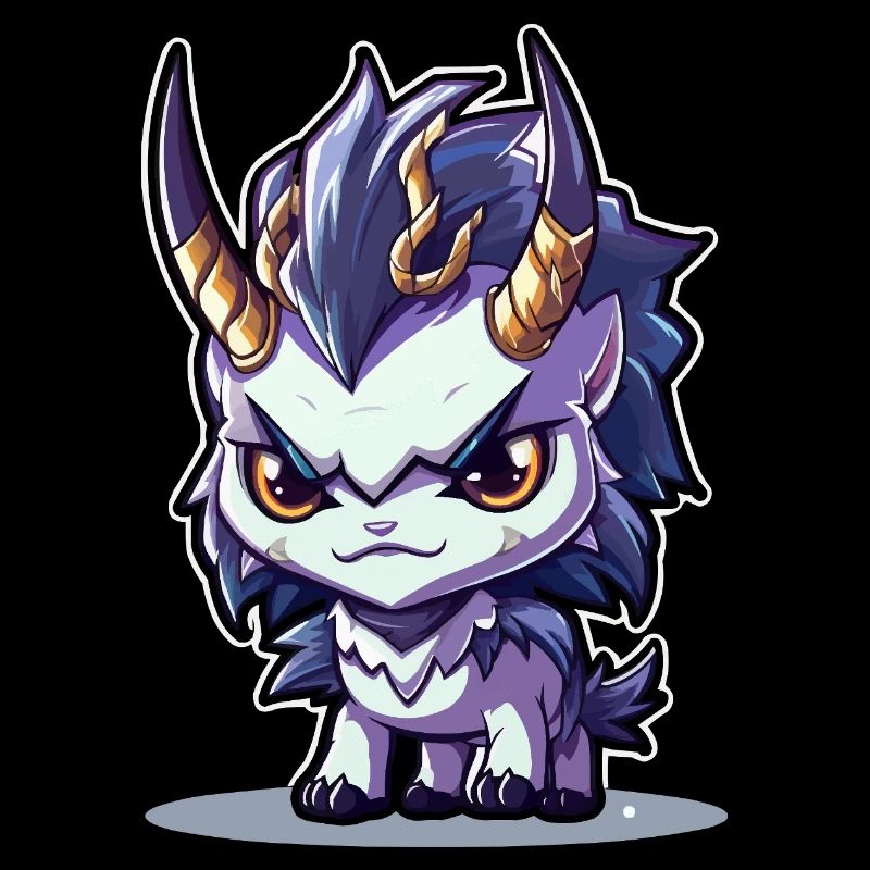 Kleiner Hörnerdrache im Chibi-Stil