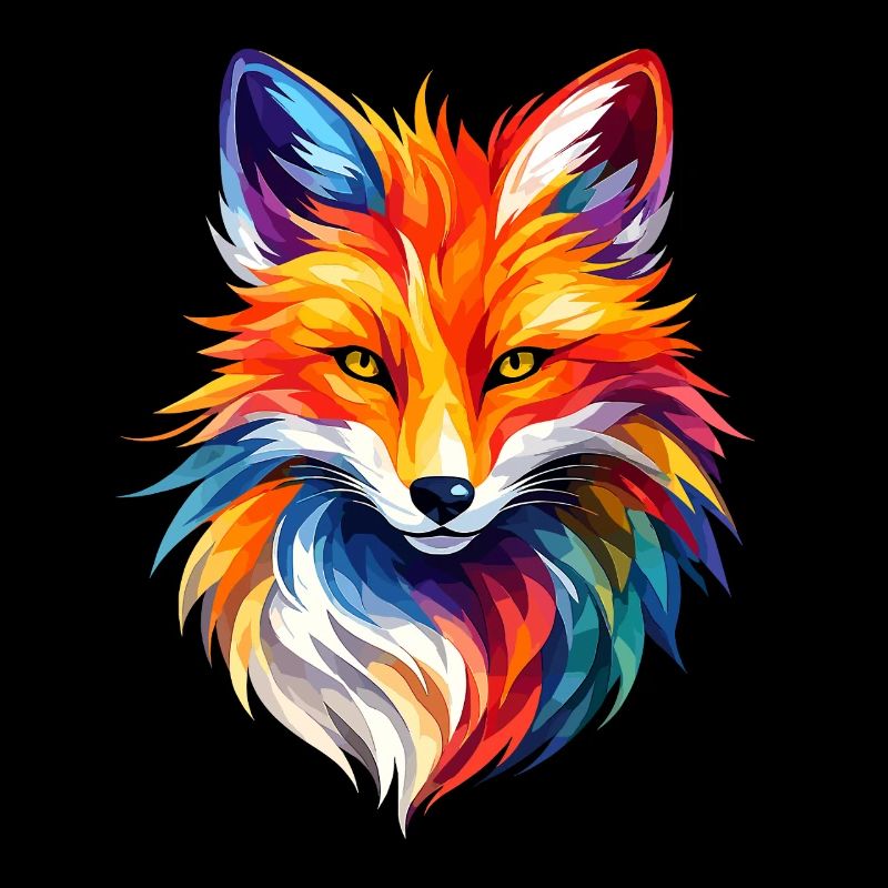 Conception colorée de polygones de renard – Art moderne de renard