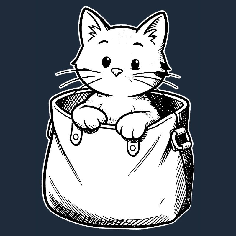Kitten in a pouch illustration