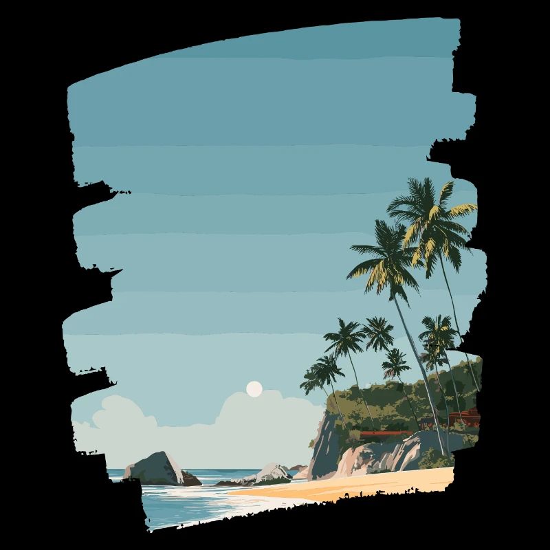 Sunset beach with palm trees