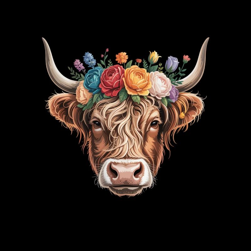 Vache à couronne de fleurs