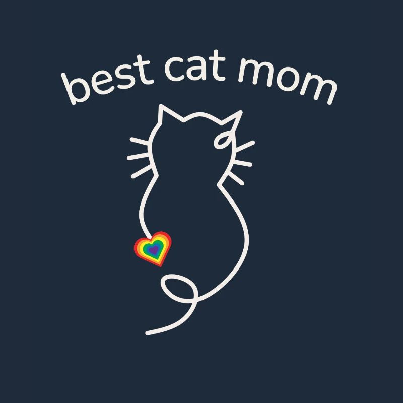 Best Cat Mom Regenbogenfarben Herz minimalistisch