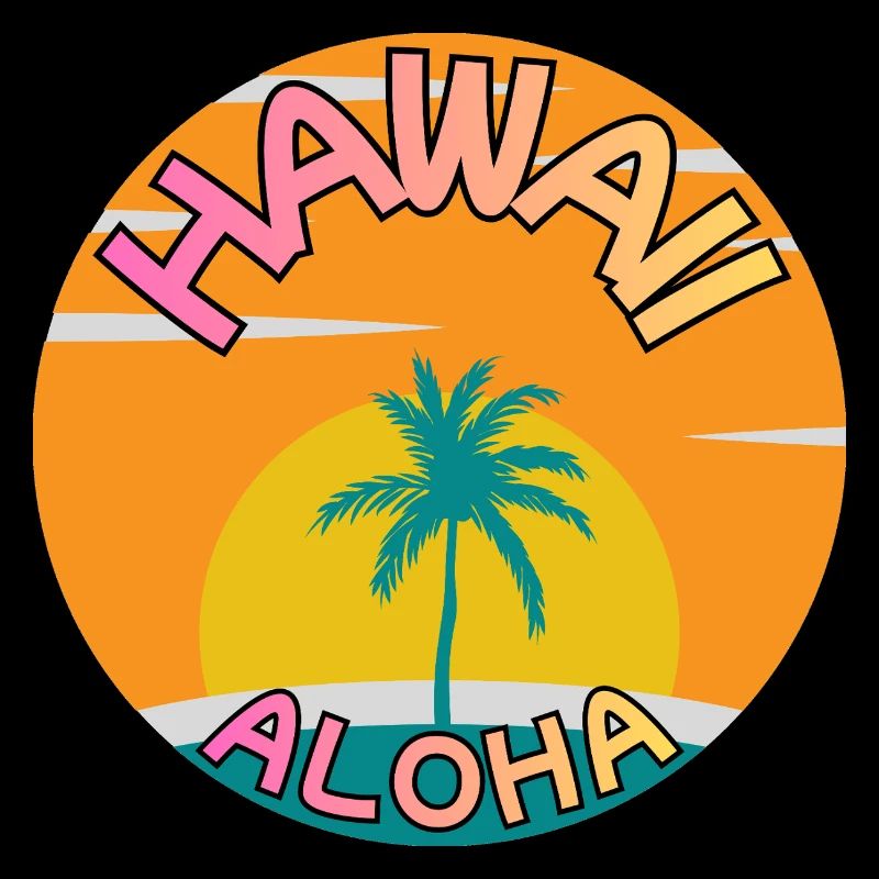 Hawaii Aloha Sunset with Palm Tree