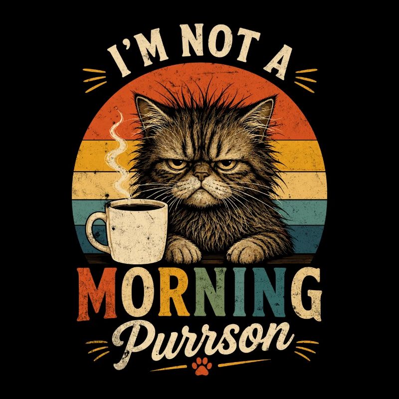 Morgenmuffel Katze mit Kaffee