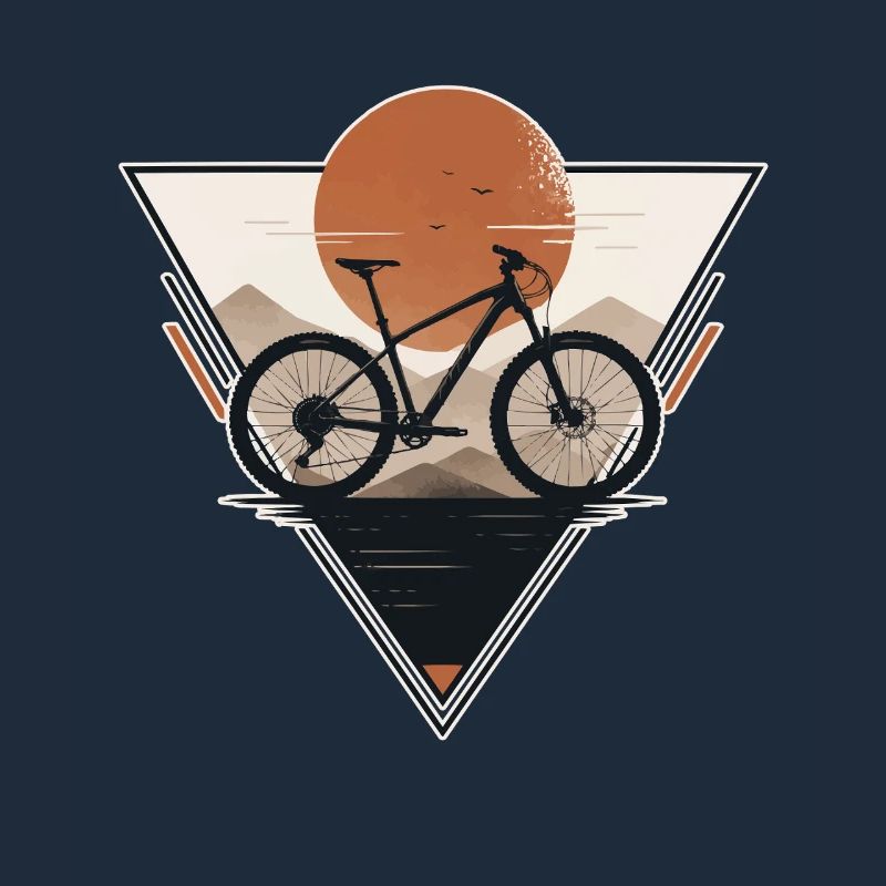 Sunset with bicycle in triangle print