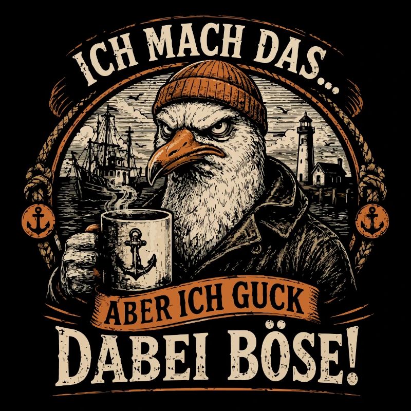 Ich mach das aber ich guck dabei böse Möwe Kaffee 
