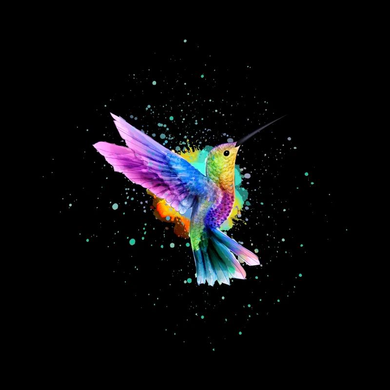 Aquarelle arc-en-ciel Explosion de Colibri