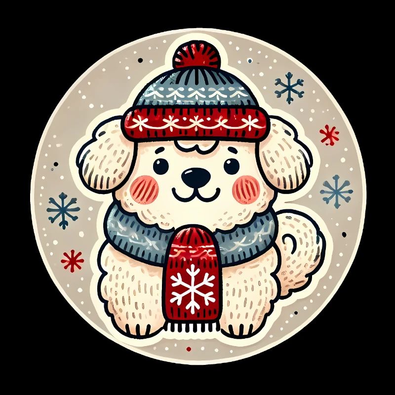 Chien d’hiver douillet en bonnet écharpe