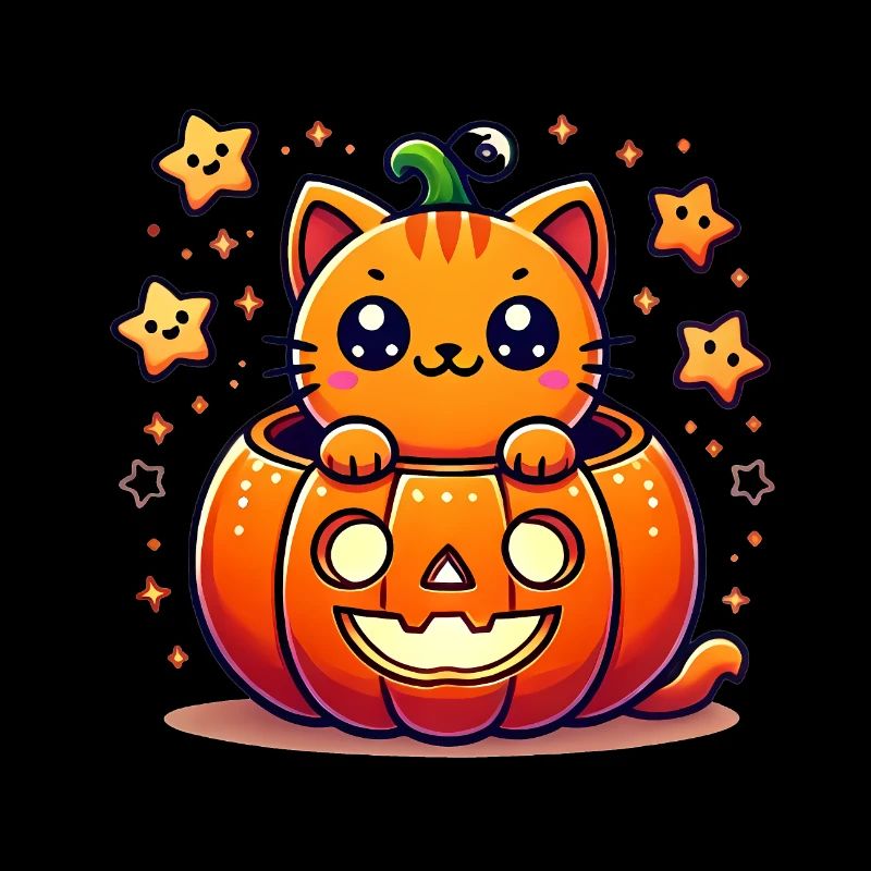 Chat mignon d’Halloween en citrouille