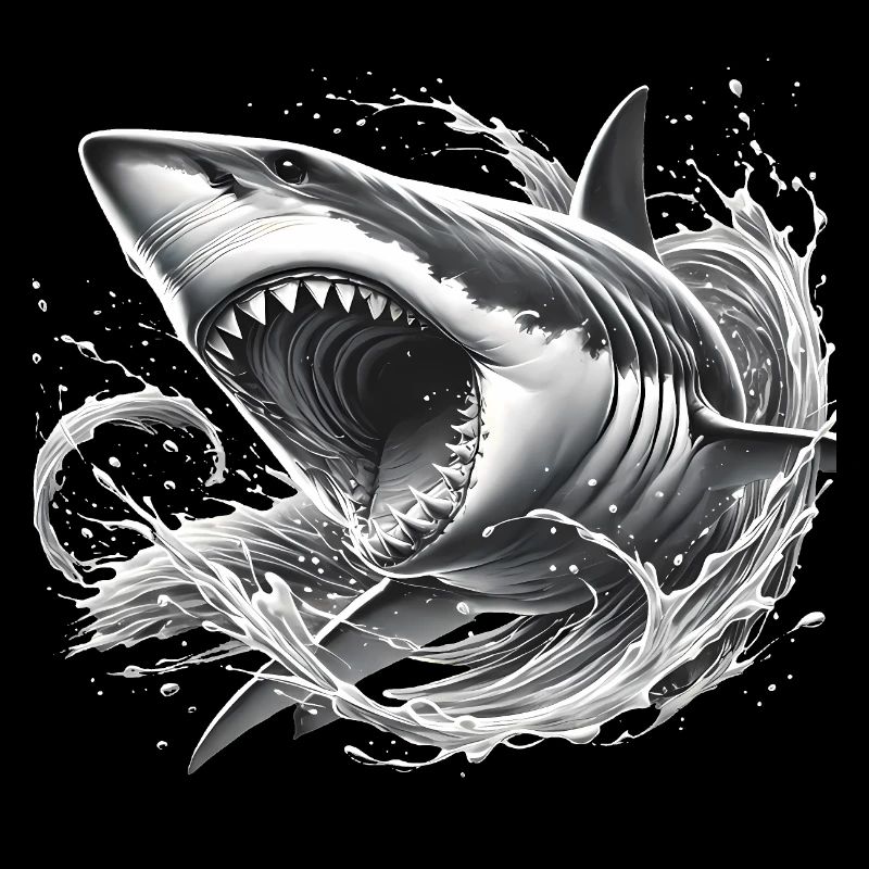 Illustration de requin féroce dans les vagues