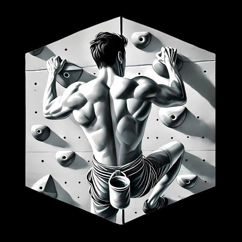 Illustration d’un grimpeur en niveaux de gris
