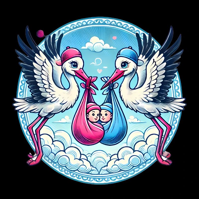 Pink or Blue Stork Baby Bundle Design
