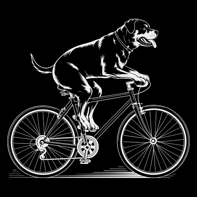 Rottweiler Dog Driving Bicycle