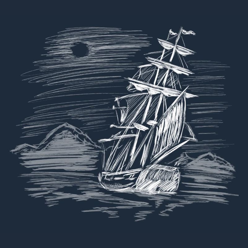 Sailing ship on course