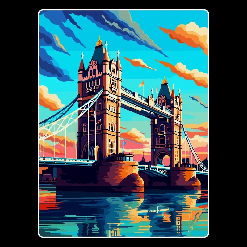 Tower Bridge Angleterre Royaume-Uni Affiche de voyage vintage WPA