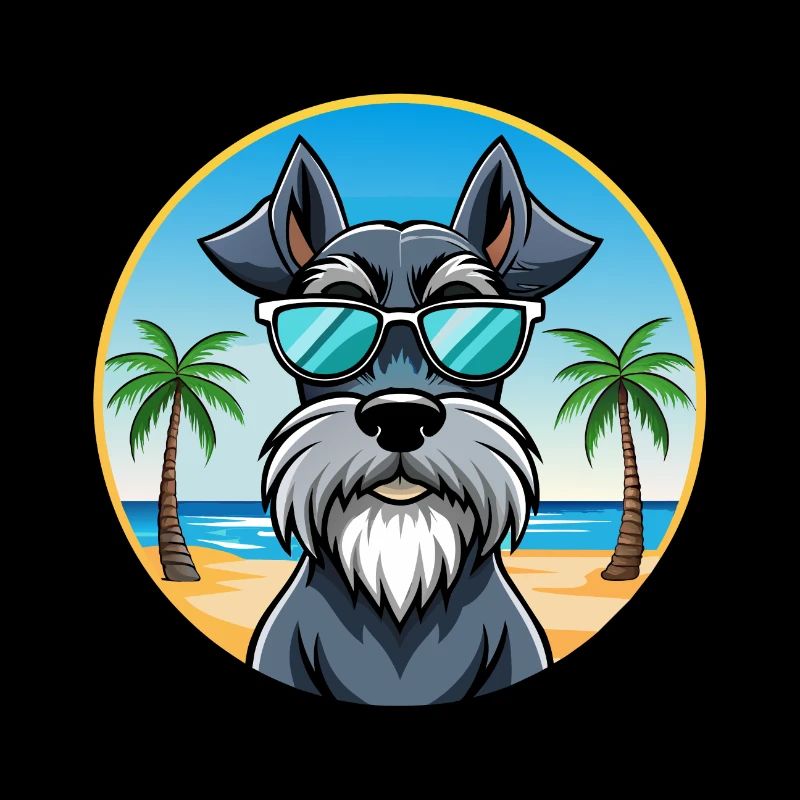 Schnauzer géant chien race dessin animé lunettes de soleil plage