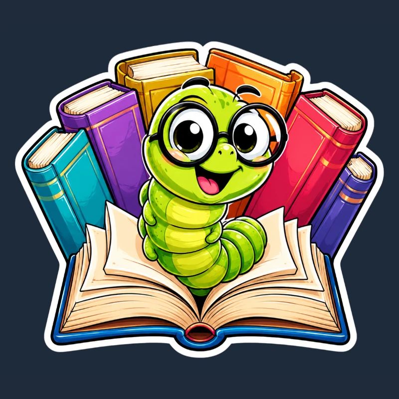 Fröhlicher Bücherwurm