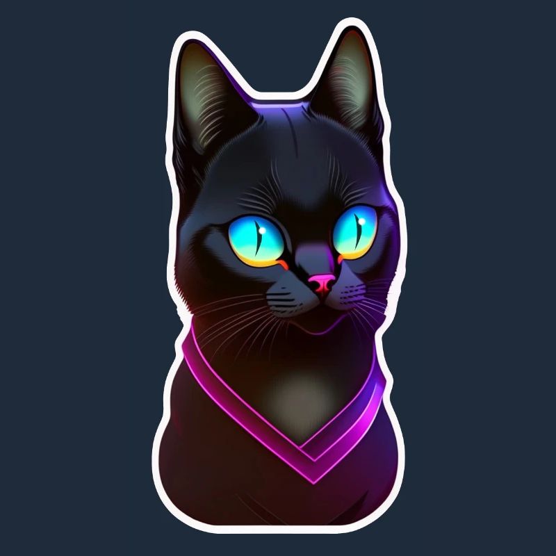 Black cat under neon light effect