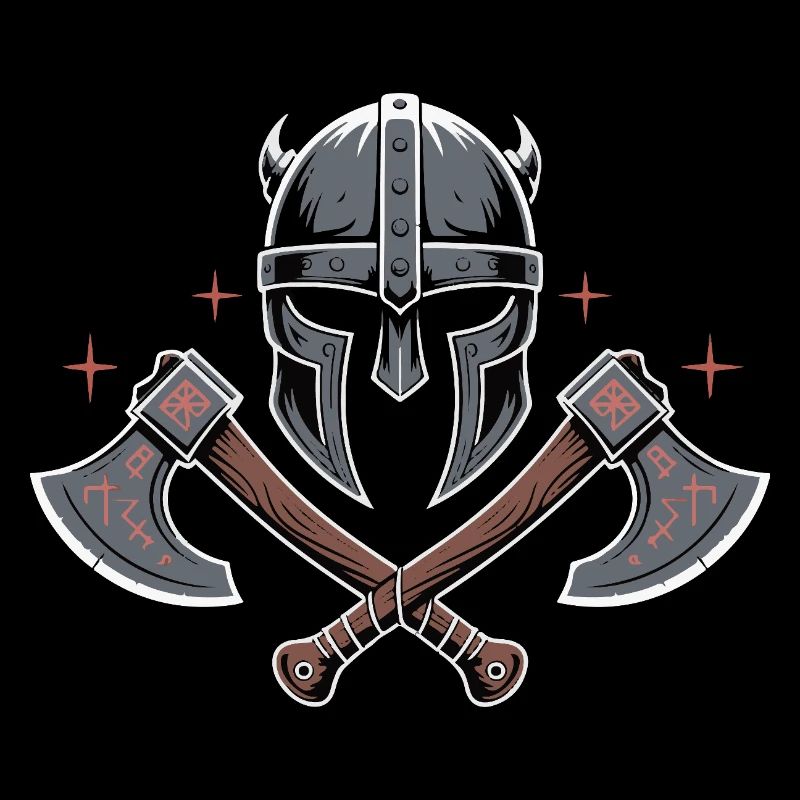 Viking Bard Style Helmet and Axes Design