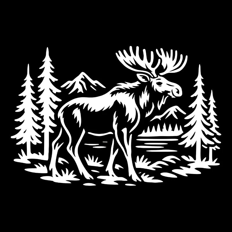 Cooles Elch und Berge Design