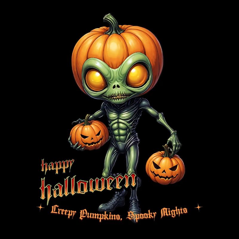Alien mit Kürbisköpfen Halloween