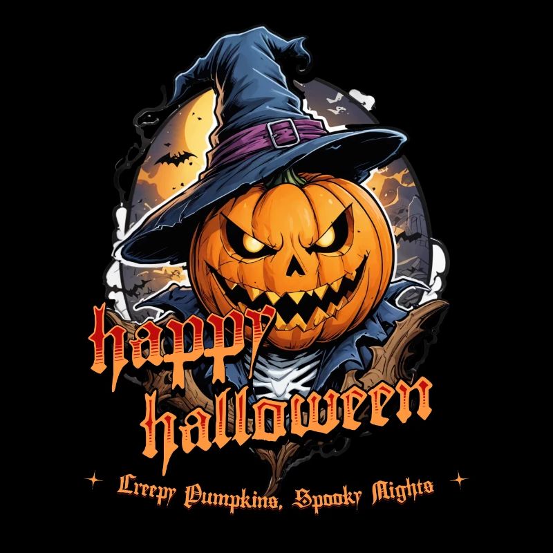 Halloween Pumpkin Witch Hat Midnight