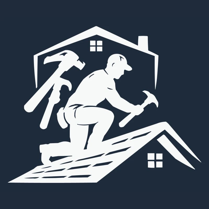 Silhouette du couvreur sur le toit