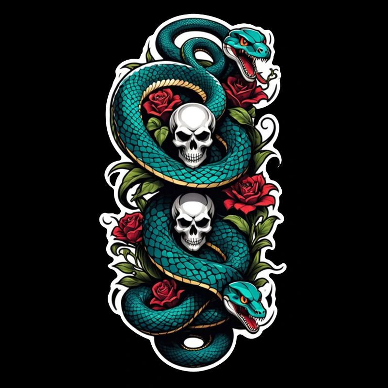 Snake Skeleton and Tattoo