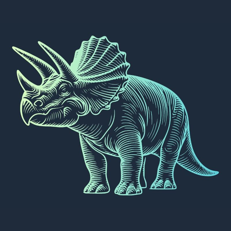 Triceratops Dinosaur Drawing Gradient Blue Green