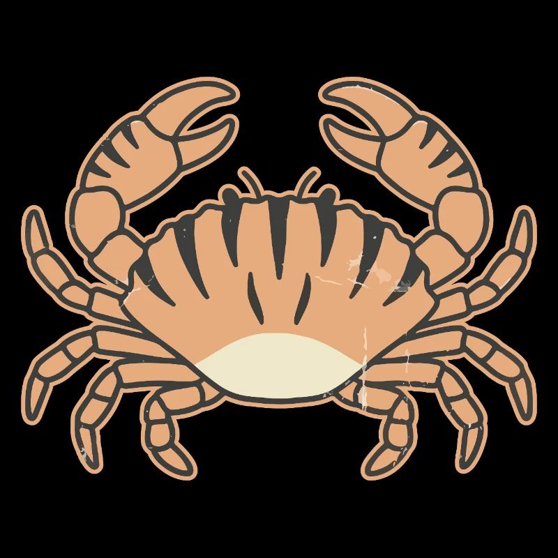 Stylized crab with tiger stripes