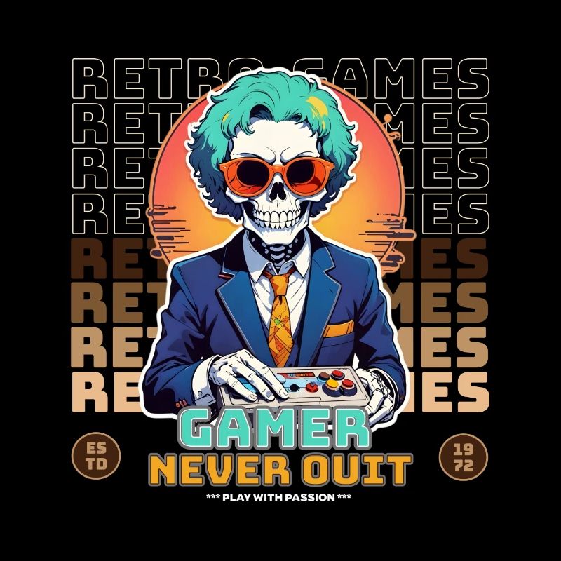 Retro Gamer Skeleton avec manette Jeux de console