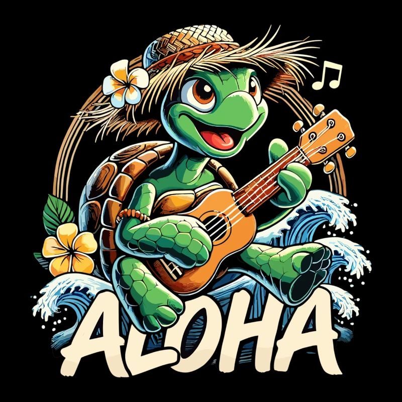 Aloha Turtle Ukulele Hawaii Sea Gift