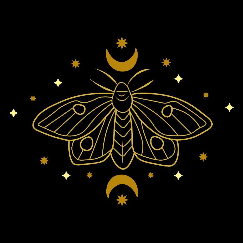 Golden Moth in the Moon Circle
