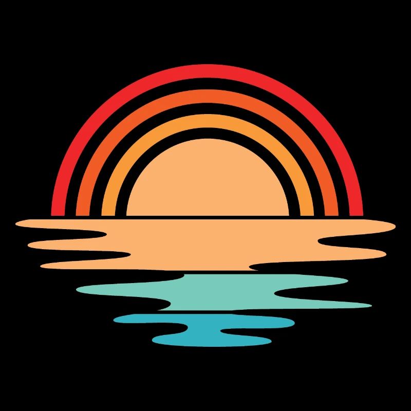 Sunset retro vintage icon sun design